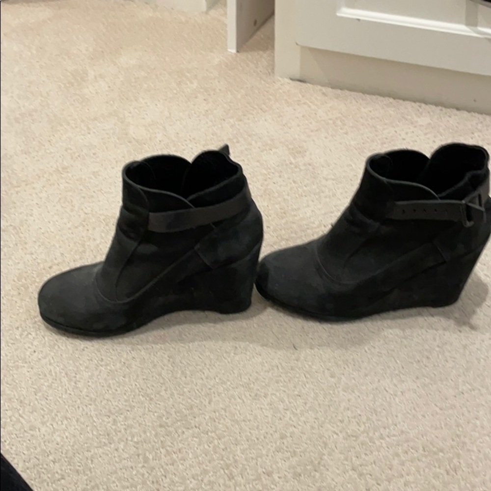 All Saints Black Nubuck Suede Wedge Boots Booties
